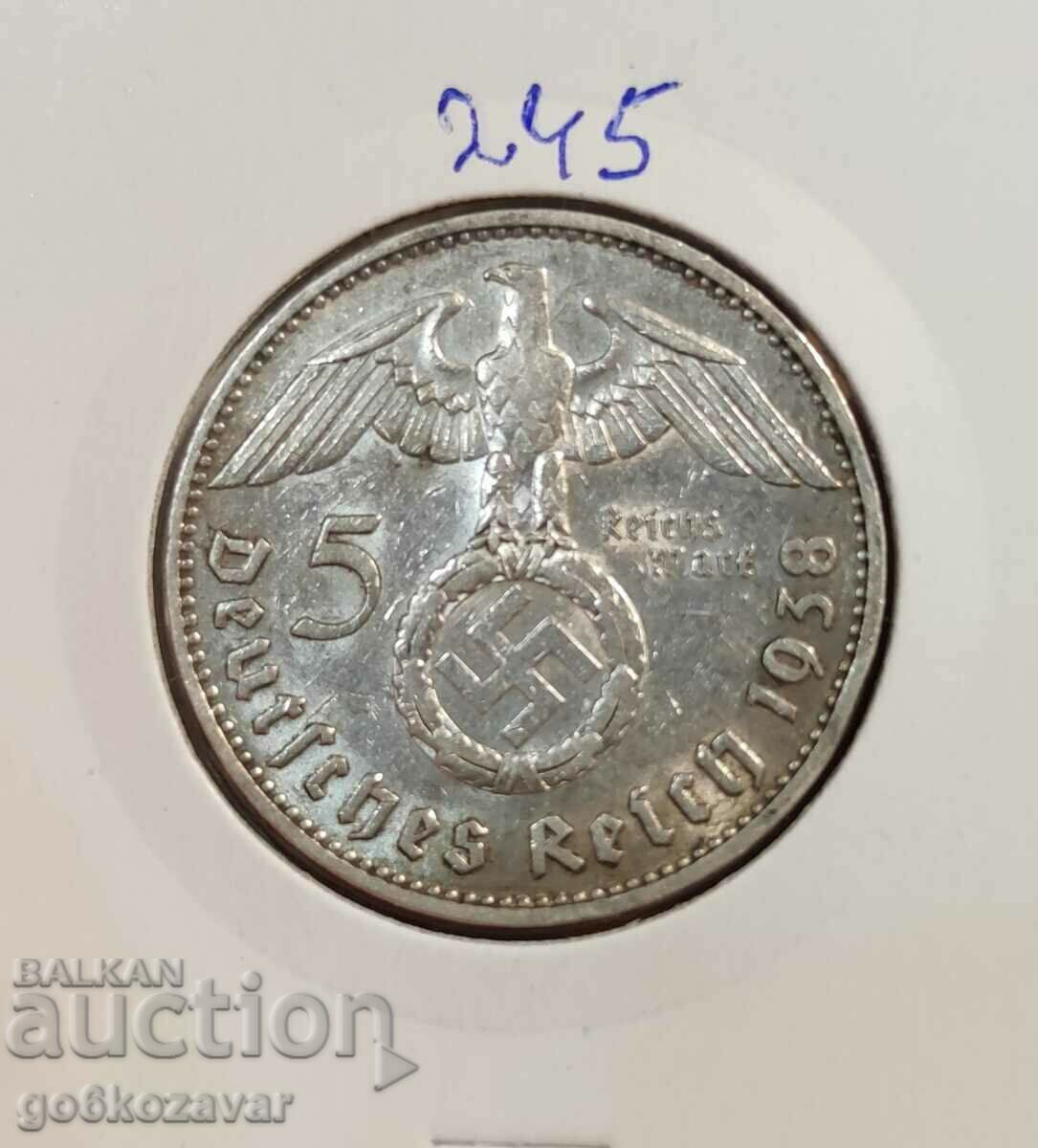 Германия Трети райх! 5 марки 1938г Сребро. Топ за колекция!