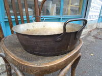 large and massive copper tray 33/10 cm. tinned