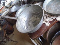 old large copper colander 22/10 cm., very massive tinned