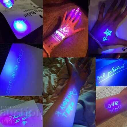 Delivery of Chemical with invisible ink with UV light, for painting Delivery of Chemical with invisible ink with UV light, for painting