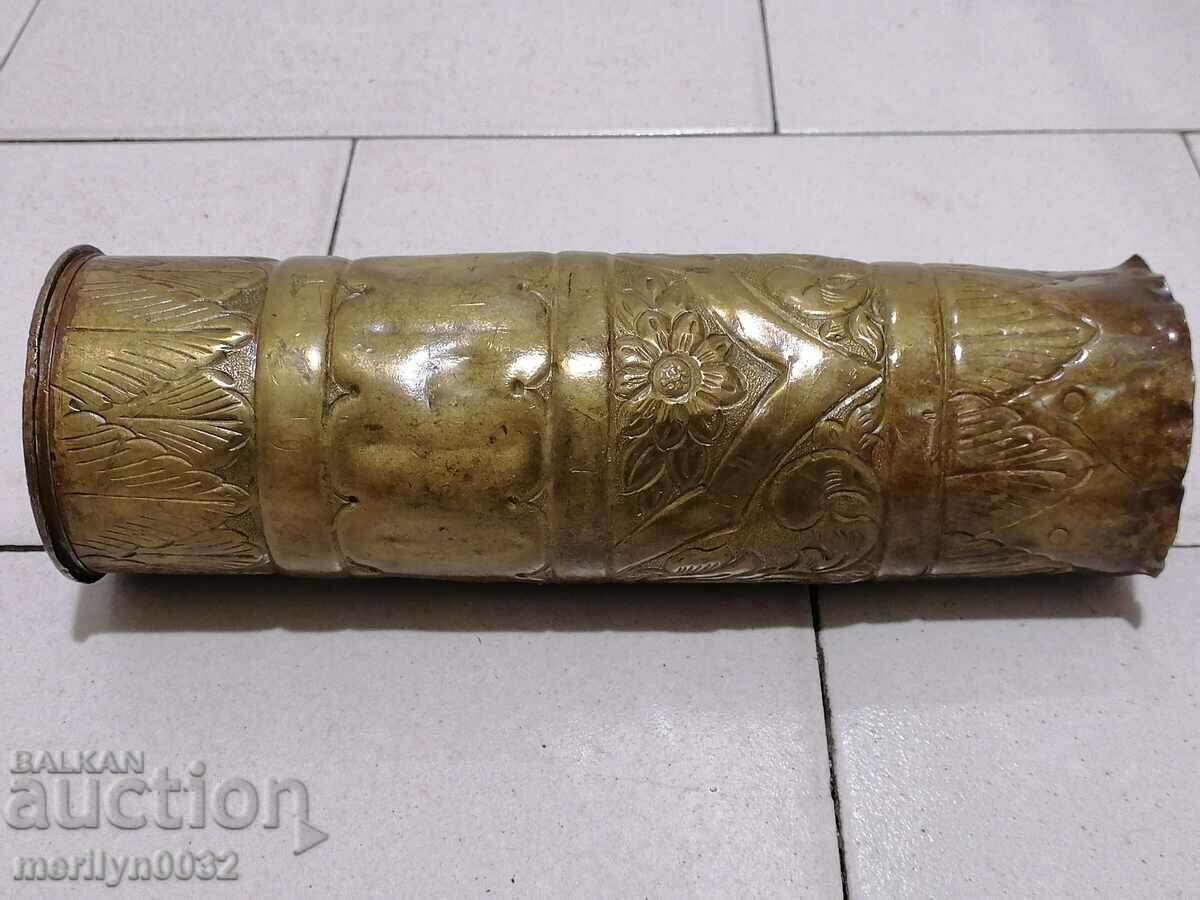 Old shell casing WW2 trench craft vase, cannon with price 149.00 BGN | € 76.18 Old shell casing WW2 trench craft vase, cannon with price 149.00 BGN | € 76.18