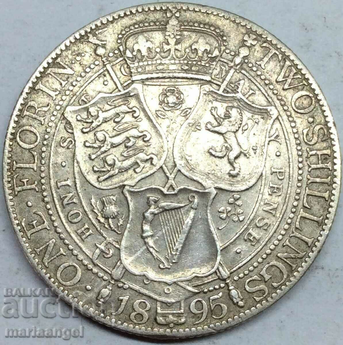 Marea Britanie 1 Florin 2 Shillings 1895 28mm 11.26g Argint