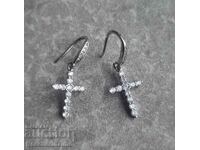 New silver earrings with crosses