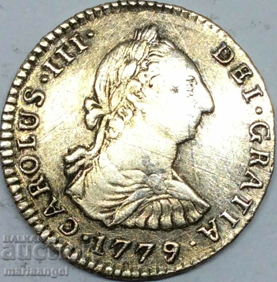 Spain 1 Real 1779 Lima Carlos III silver patina - RARE
