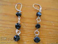 silver earrings with onyx - 5.40 g / 925 pr