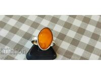 SILVER RING (SAMPLE 950) WITH YELLOW AMBER