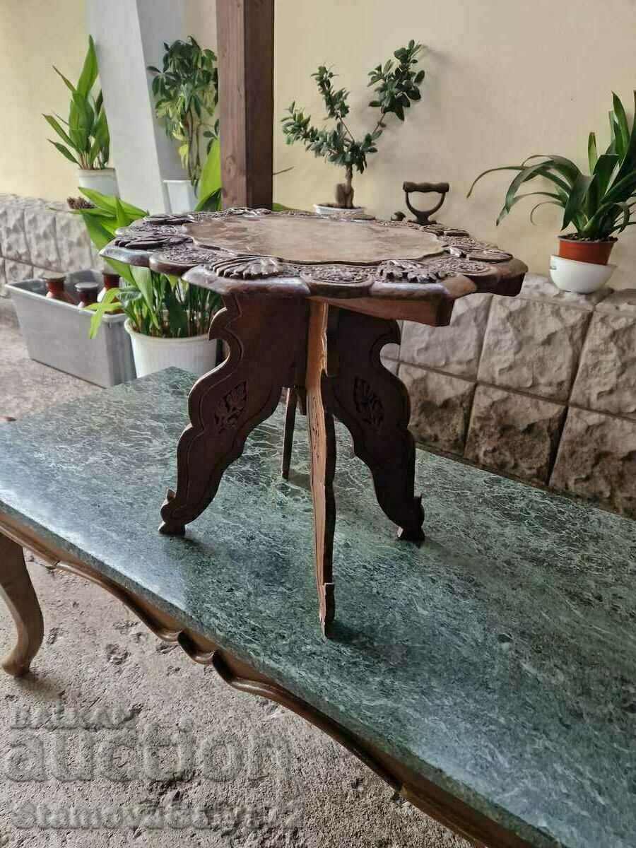 Beautiful antique table with wood carving - 5