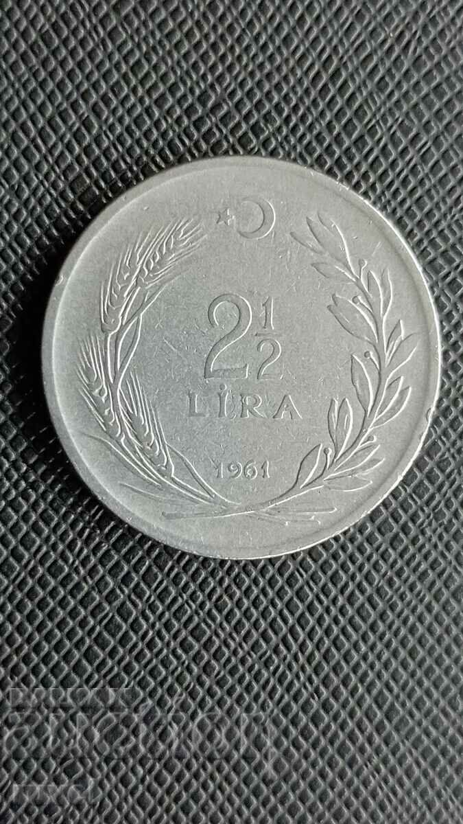 Turkey 2.1/2 Lira 1961
