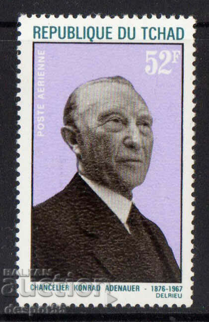 1968. CHAD. Airmail - Commemoration of Adenauer.