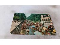 Καρτ ποστάλ Xochimilco Τυπικές βάρκες με στολίδια με λουλούδια