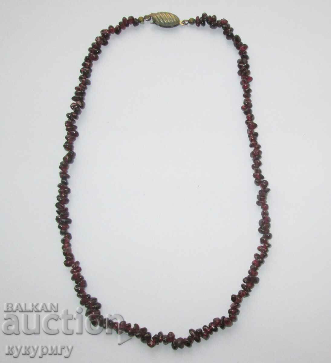 Old delicate women's necklace necklace made of natural garnets