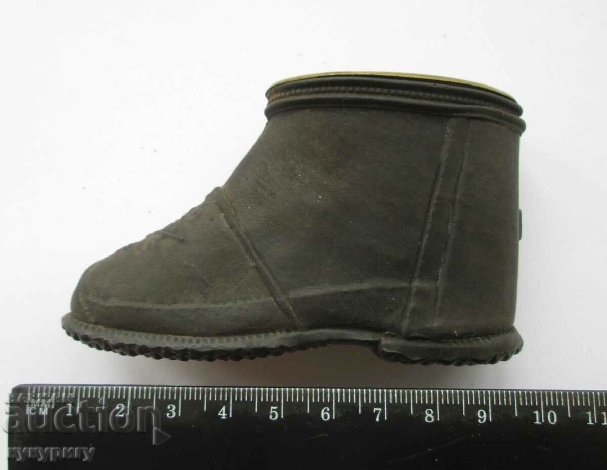 Old advertising figure stand sticks rubber shoe 1856 - 7 Old advertising figure stand sticks rubber shoe 1856 - 7