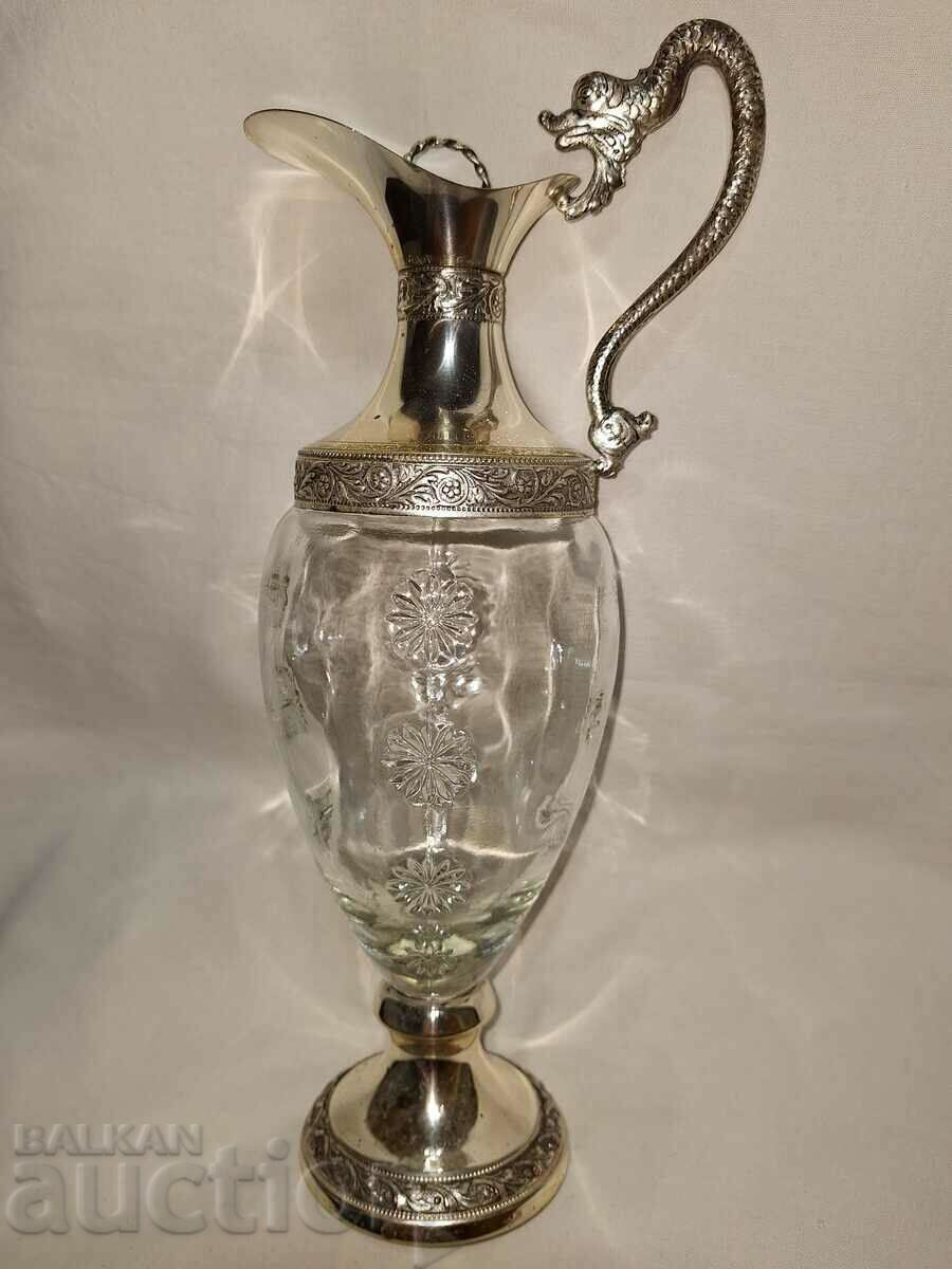 Old Silver Plated Crystal Decanter--Bologna Italia