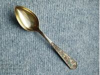 Russian silver spoon - enamel and gilding