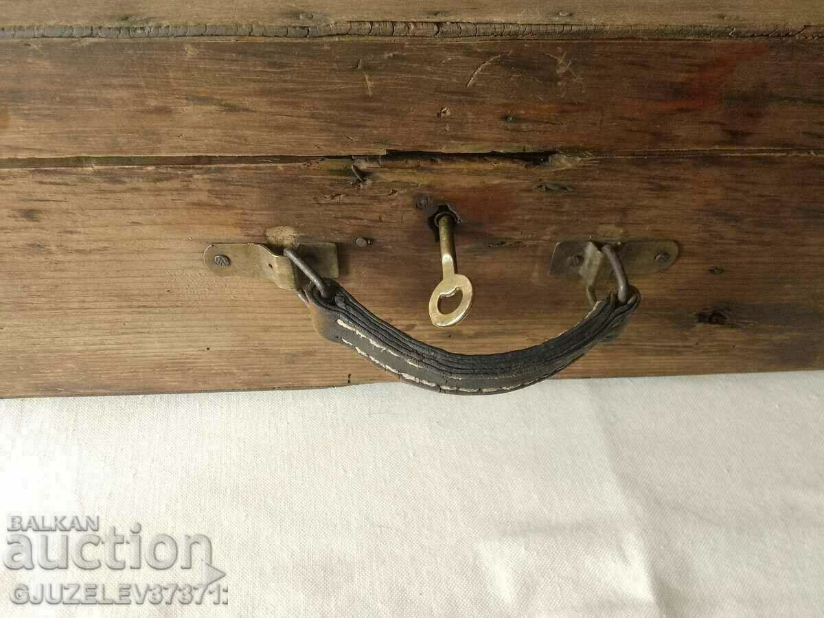 Auction Old authentic wooden suitcase length 55cm, height 18cm, Auction Old authentic wooden suitcase length 55cm, height 18cm,