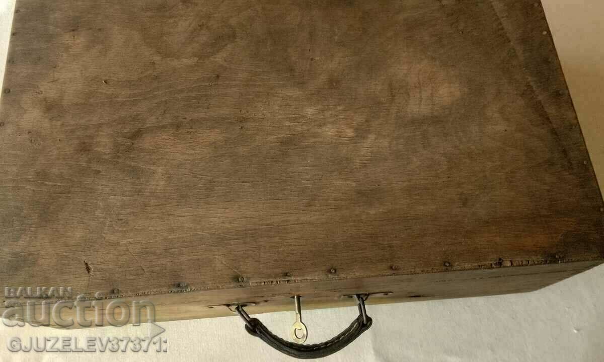 Old authentic wooden suitcase length 55cm, height 18cm, - 7 Old authentic wooden suitcase length 55cm, height 18cm, - 7