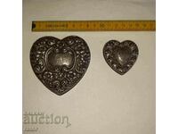 Very old silver dishes - hearts. Silver, MARKED