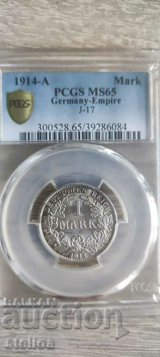 Germany 1 mark 1914-A MS65 PCGS