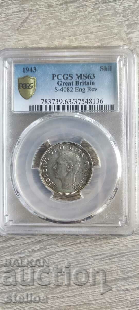 Great Britain 1 Shilling 1943 MS63 PCGS