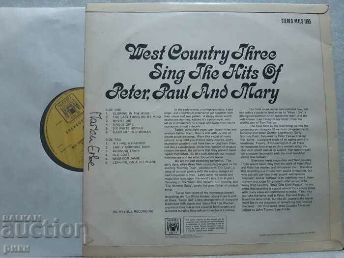 The West Country Three Sing The Hits Of Peter, Paul & Mary with price 15.00 BGN | € 7.67 The West Country Three Sing The Hits Of Peter, Paul & Mary with price 15.00 BGN | € 7.67
