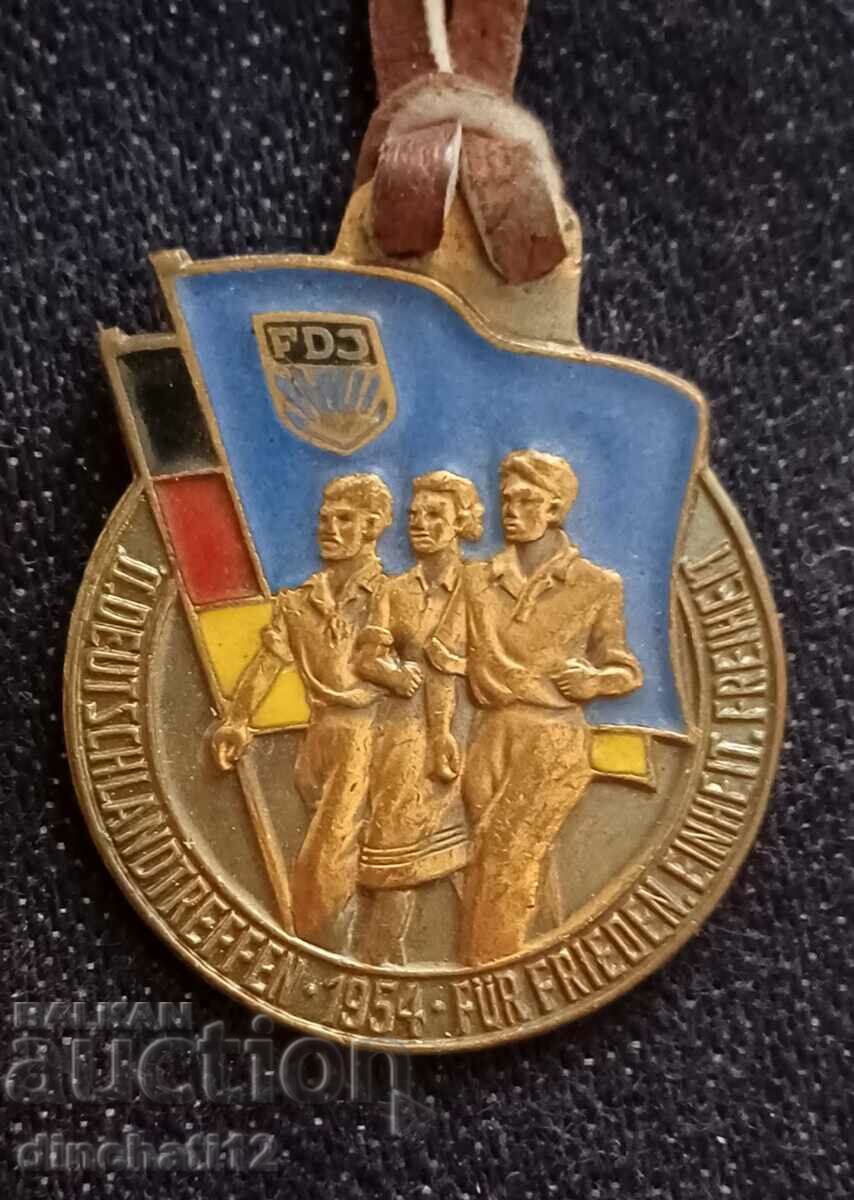 DDR Abzeichen FDJ zweites Deutschlandtreffen 1954