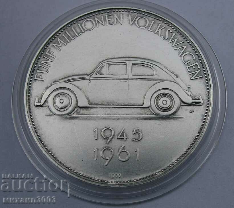 RARE GERMAN SILVER PLAQUE FOR CASE 5000000 VOLKSWAGEN