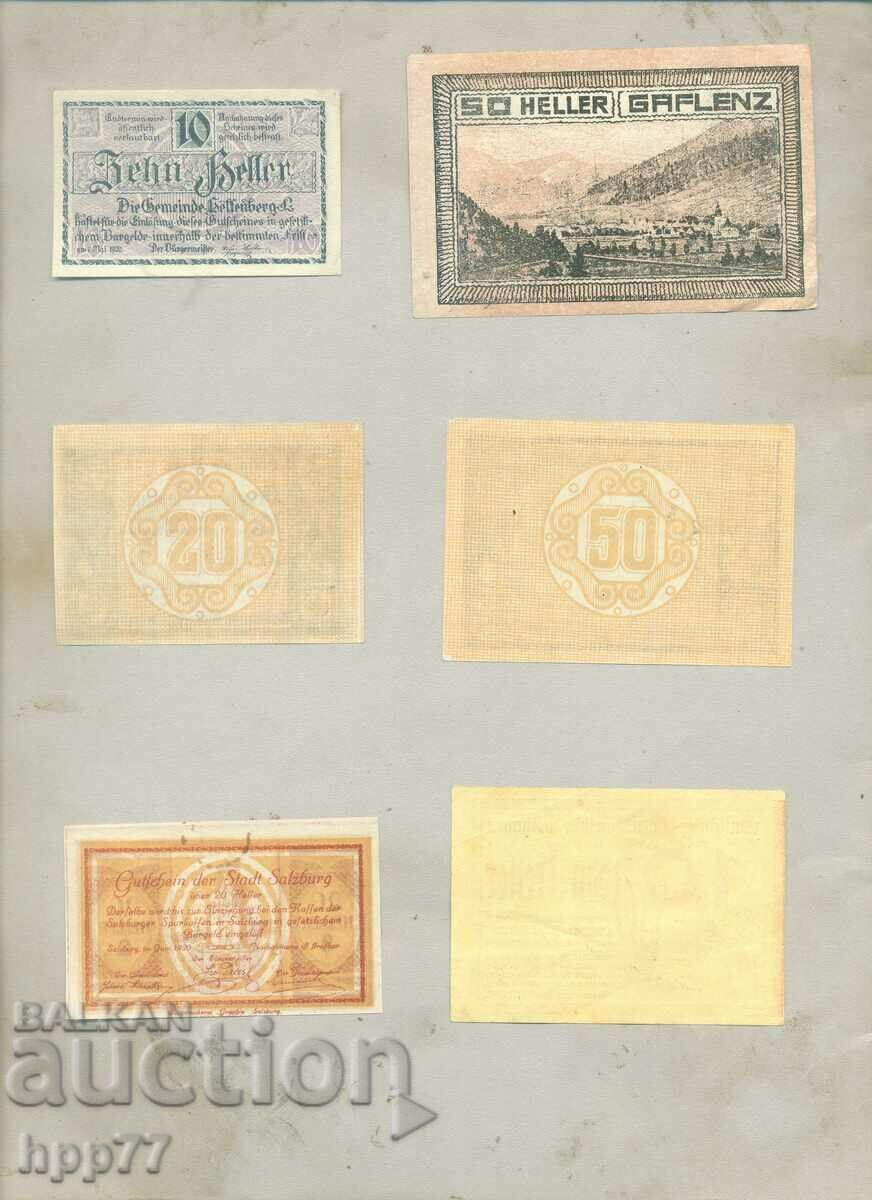 6 different NOTGELD notgeld 8 banknotes with price 9.00 BGN | € 4.60