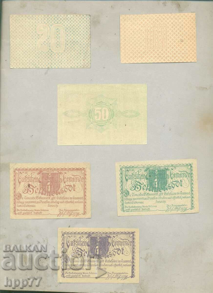 6 different NOTGELD notgeld 9 banknotes with price 9.00 BGN | € 4.60