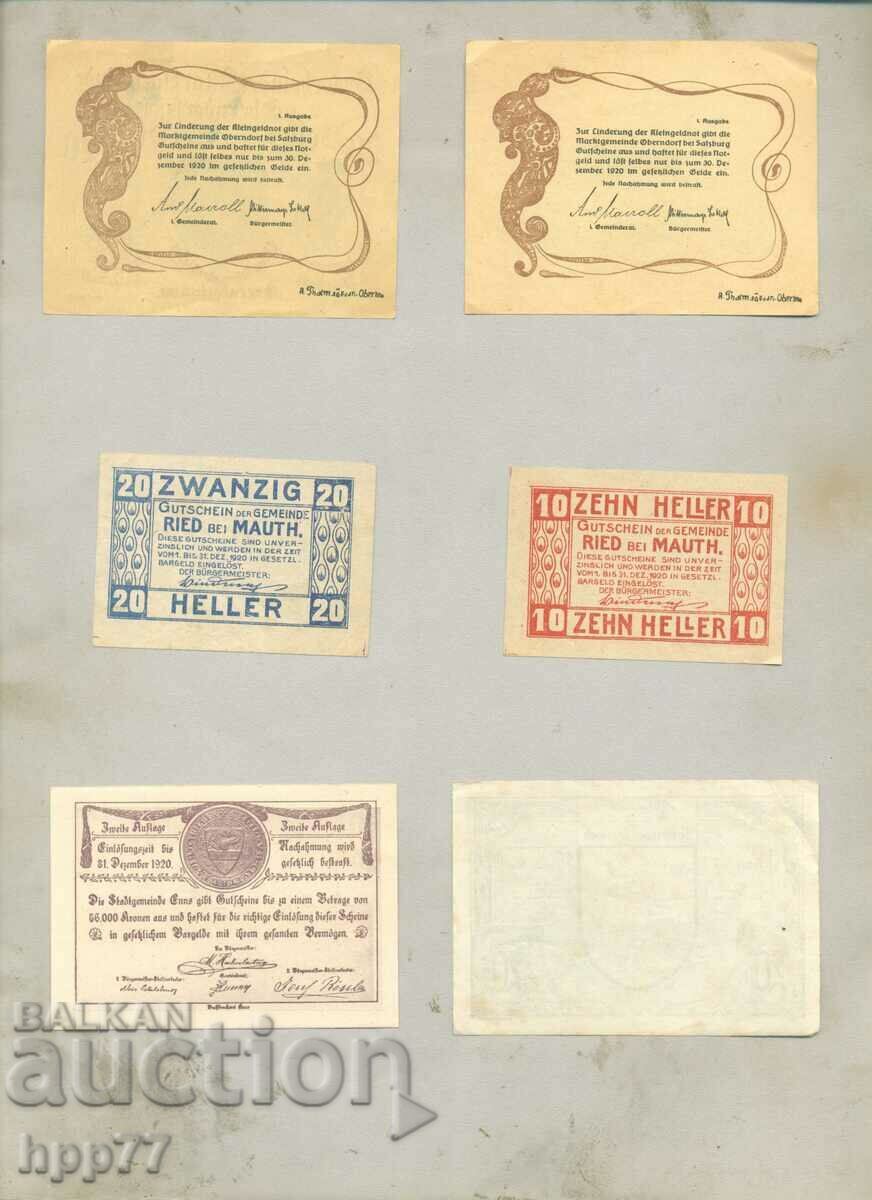 6 different NOTGELD notgeld 19 banknotes with price 9.00 BGN | € 4.60 6 different NOTGELD notgeld 19 banknotes with price 9.00 BGN | € 4.60