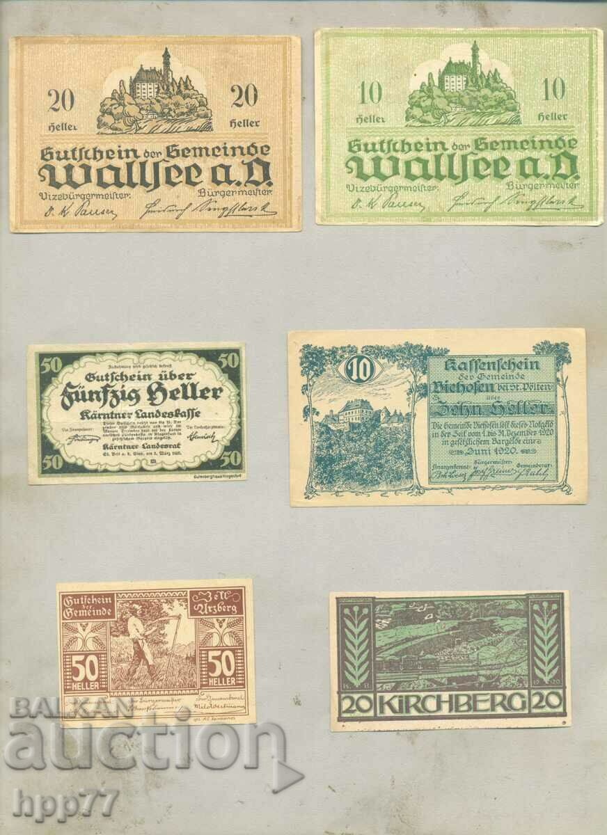6 броя различни банкноти  NOTGELD  нотгелд 22