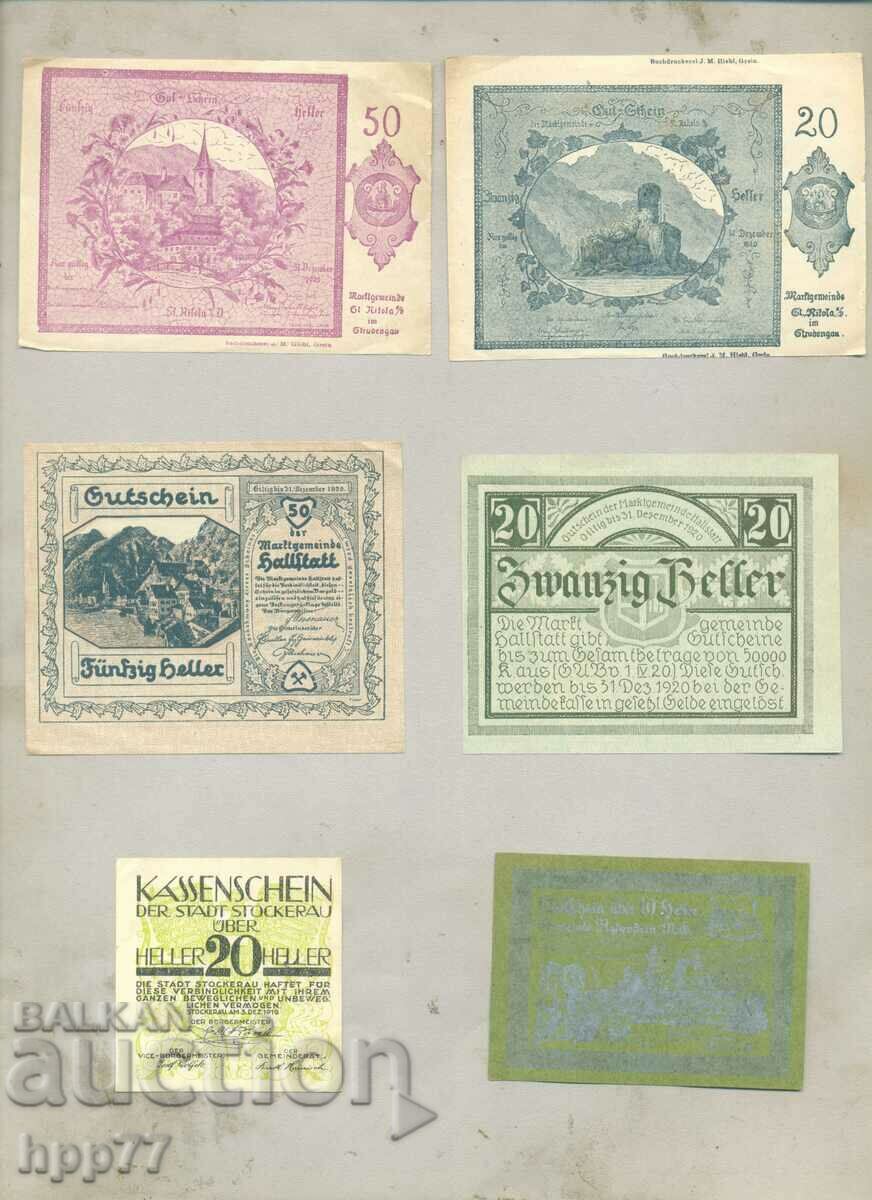 6 different NOTGELD notgeld 34 banknotes