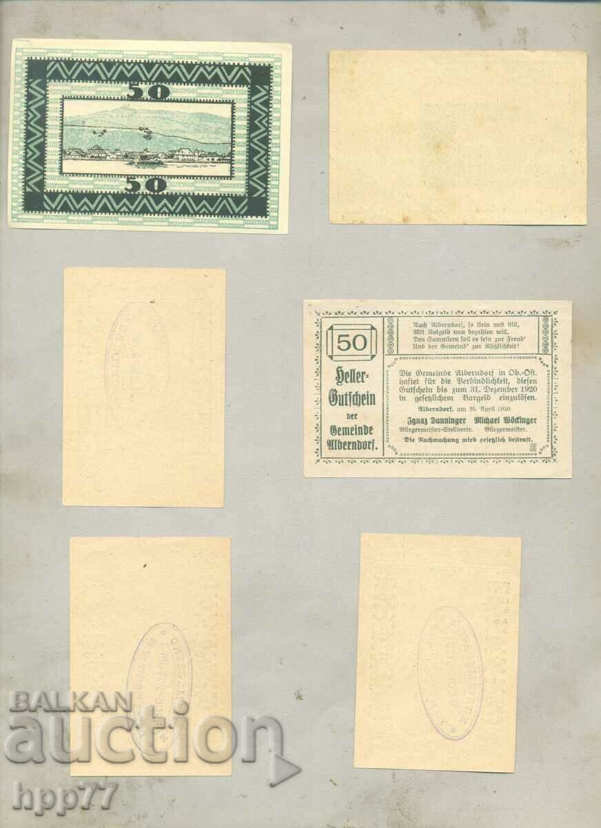 6 different NOTGELD notgeld 50 banknotes with price 9.00 BGN | € 4.60