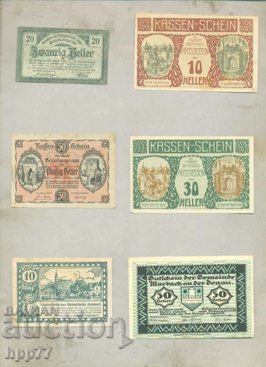 6 different NOTGELD notgeld 53 banknotes