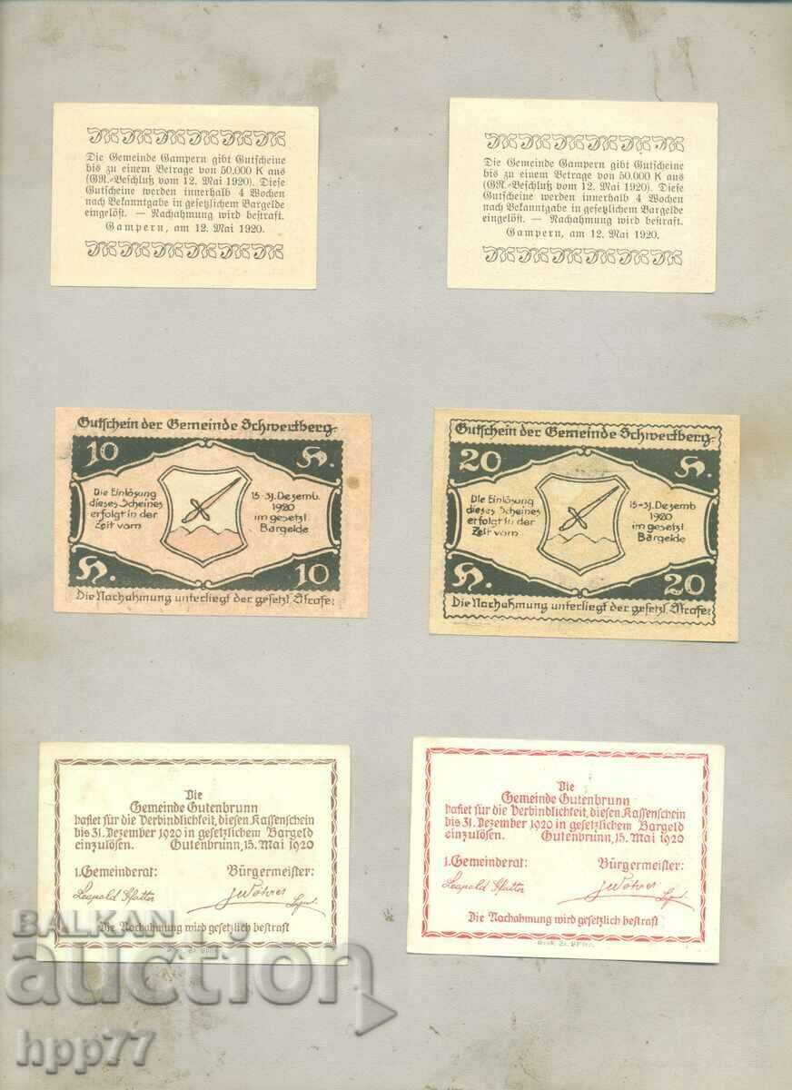 6 different NOTGELD notgeld 57 banknotes with price 9.00 BGN | € 4.60 6 different NOTGELD notgeld 57 banknotes with price 9.00 BGN | € 4.60