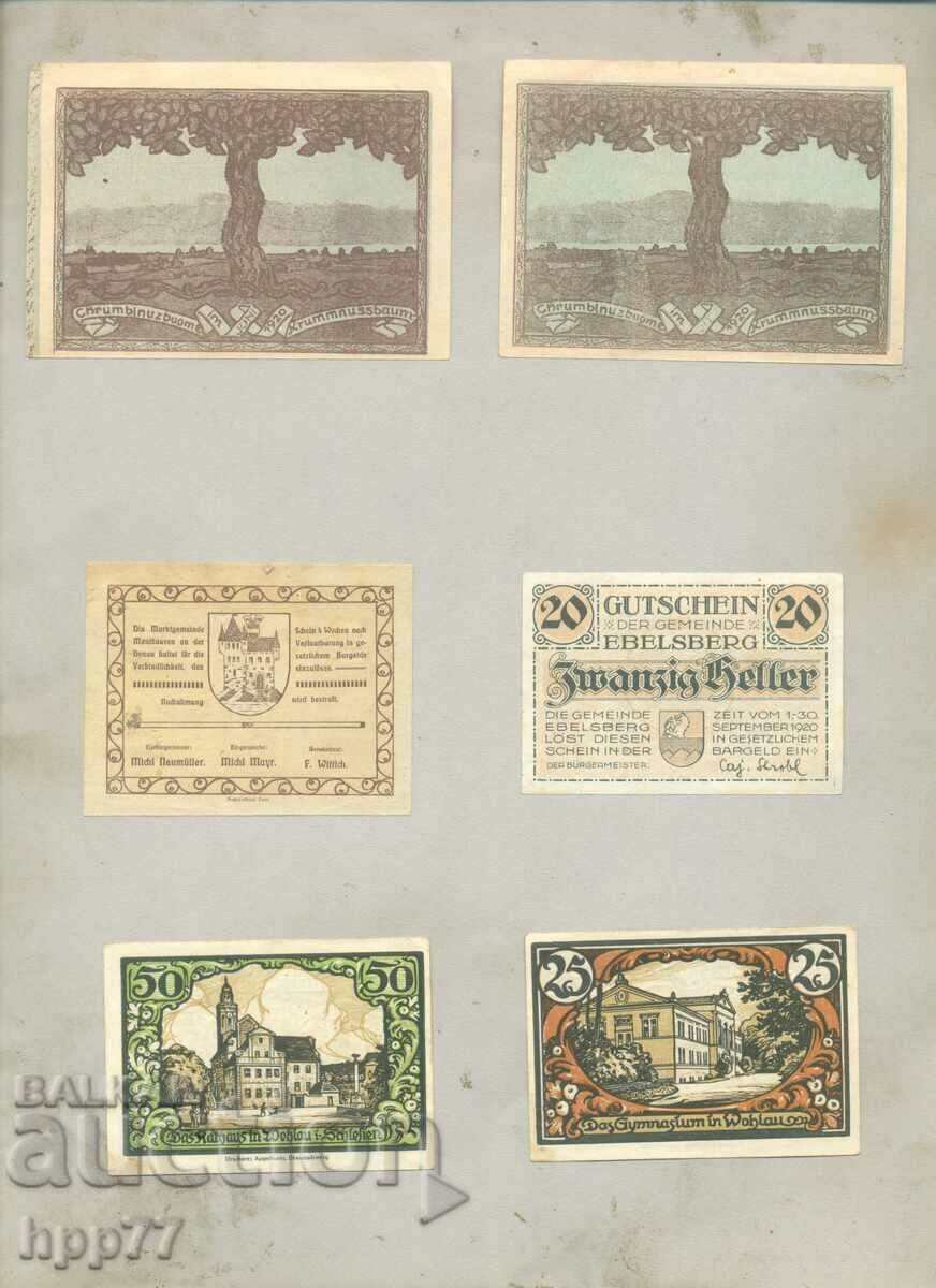 6 different NOTGELD notgeld 58 banknotes with price 9.00 BGN | € 4.60