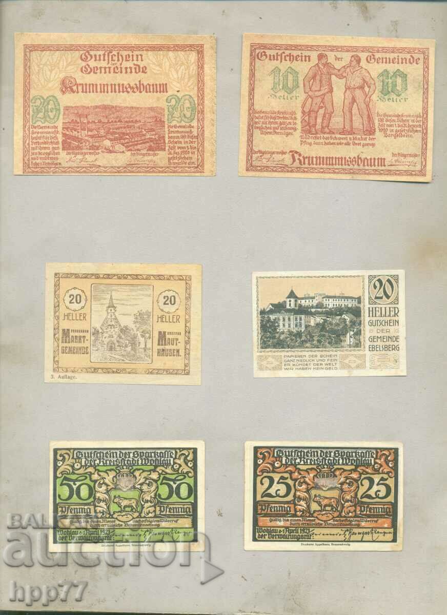 6 diferite NOTGELD notgeld 58 bancnote