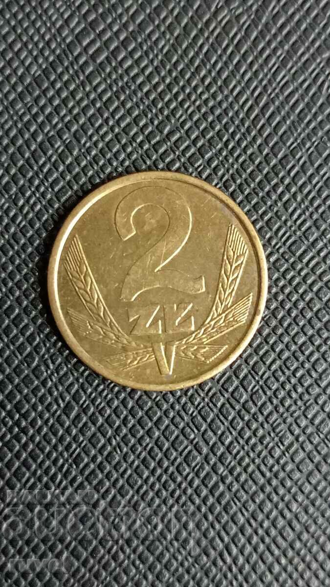 Poland, 2 zlotys 1986