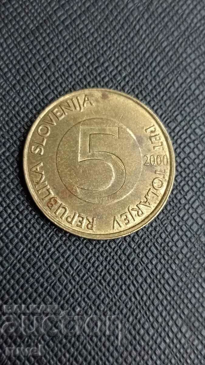 Словения 5 толара, 2000 г.