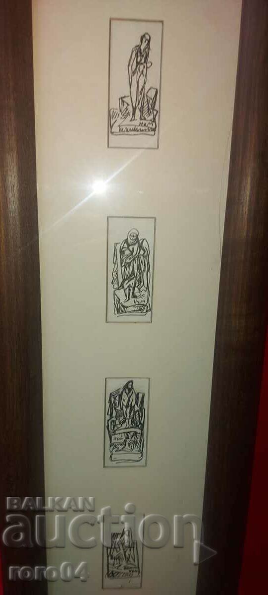 NAUM HAJIMLADENOV 1894-1985 SHOWER DRAWINGS - 6