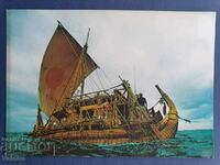 Postcard Papyrus Boat Kon-Tiki Sailboat