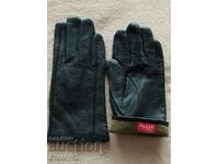 Δερμάτινα γάντια, μαύρα με φόδρα, μέγεθος 10,5