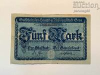 Германия 5 марки 1919 година град Гера
