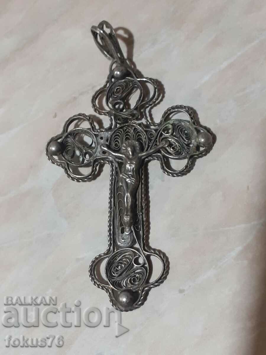 Old metal revival cross - filigree