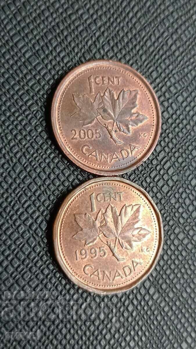 Canada 1 cent, various years