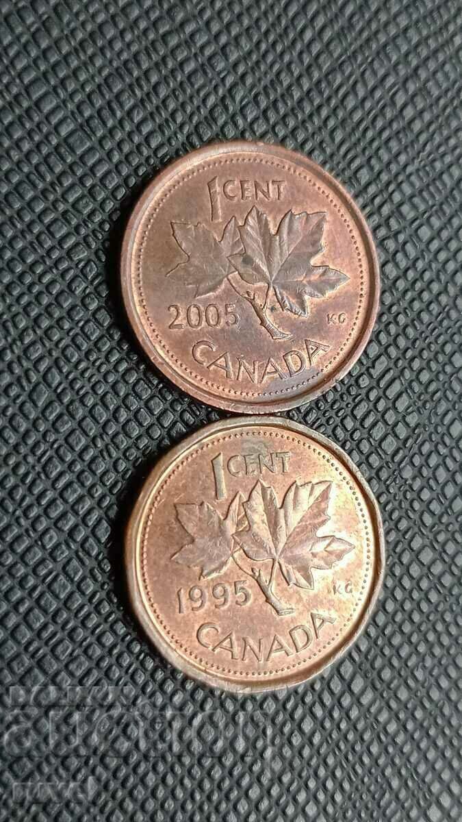 Canada 1 cent, various years