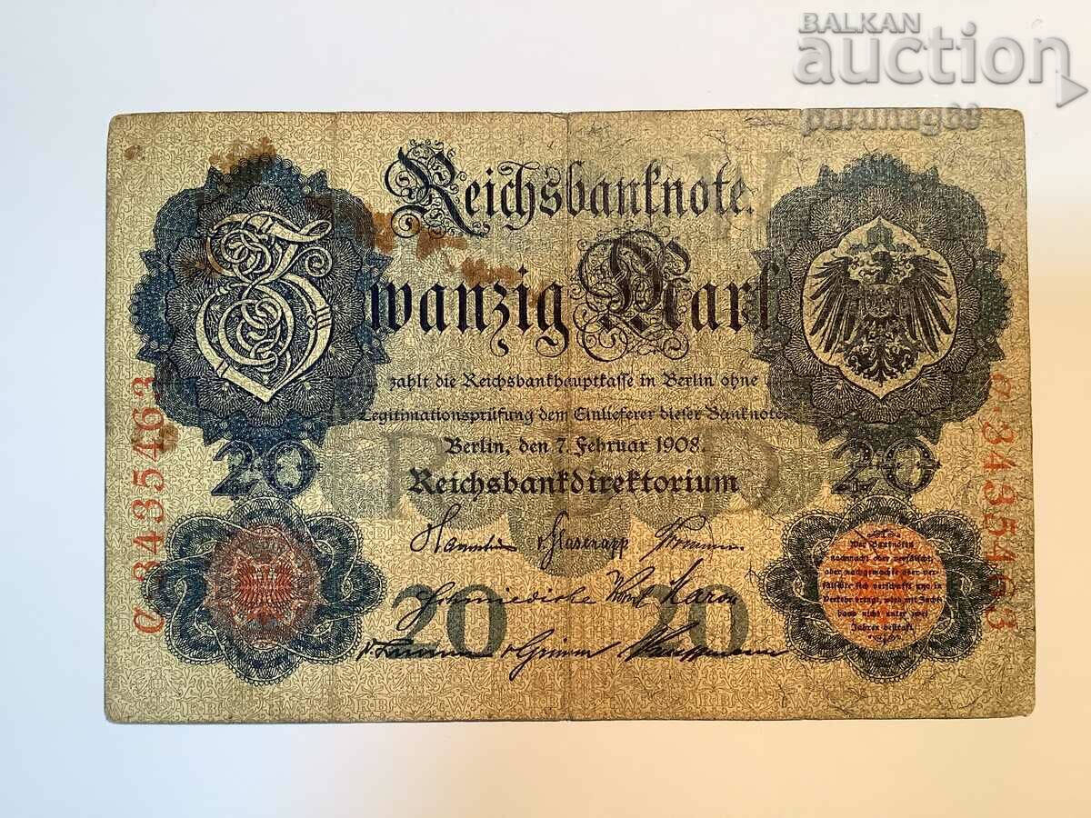 Германия 20 марки 1908 година