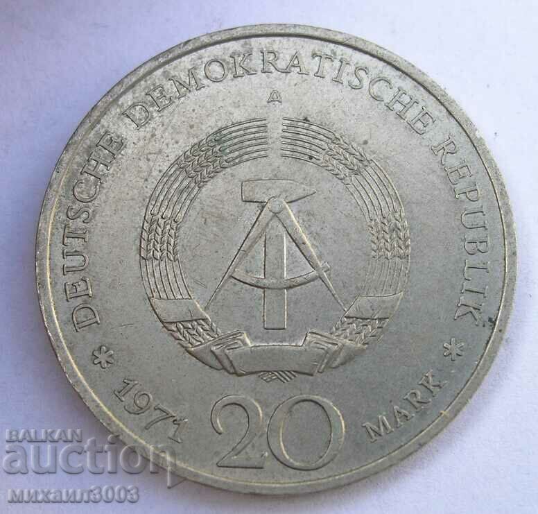 GERMAN ANNIVERSARY COIN 20 MARK 1971 GDR