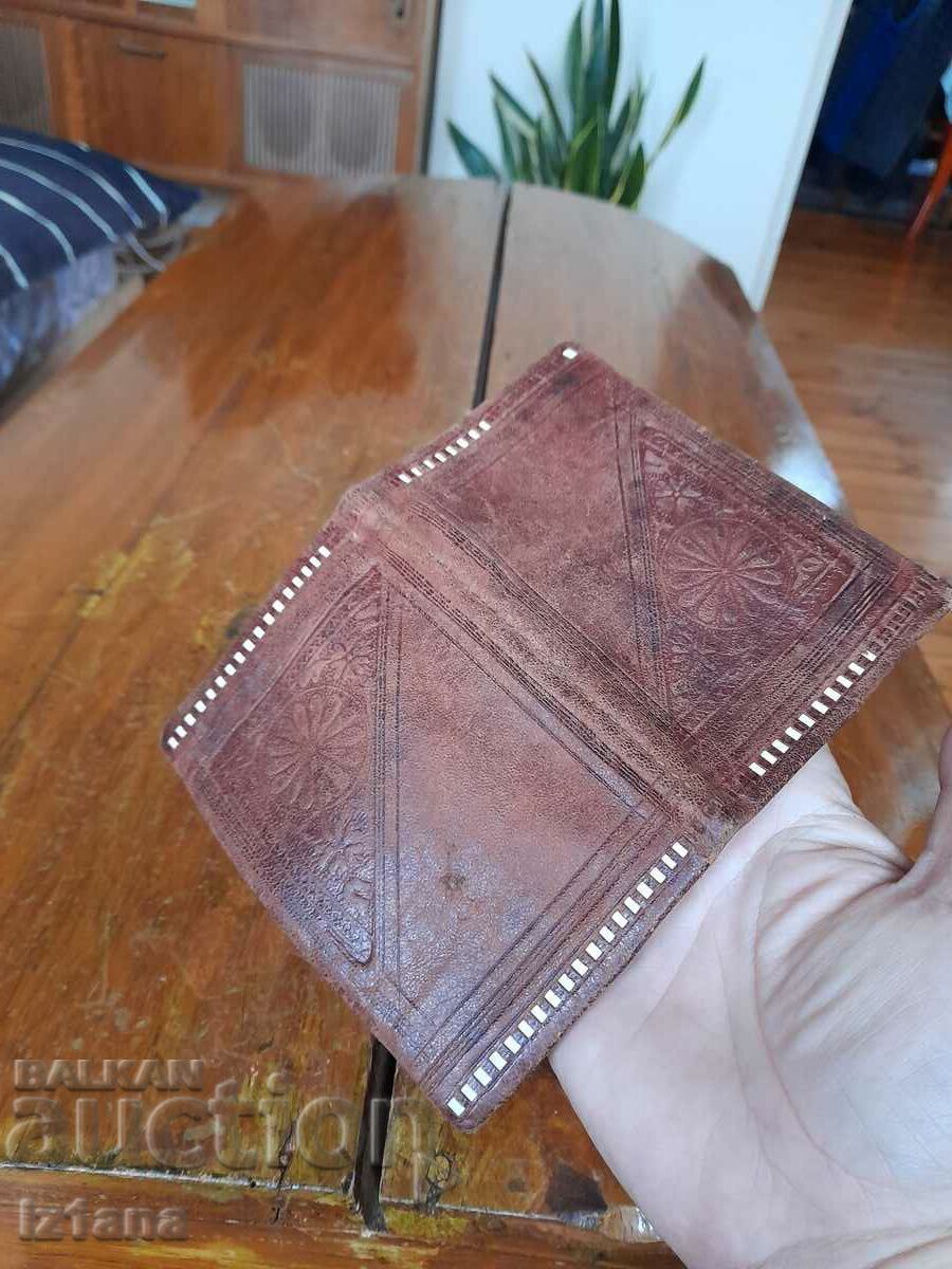 Old leather wallet, purse - 5
