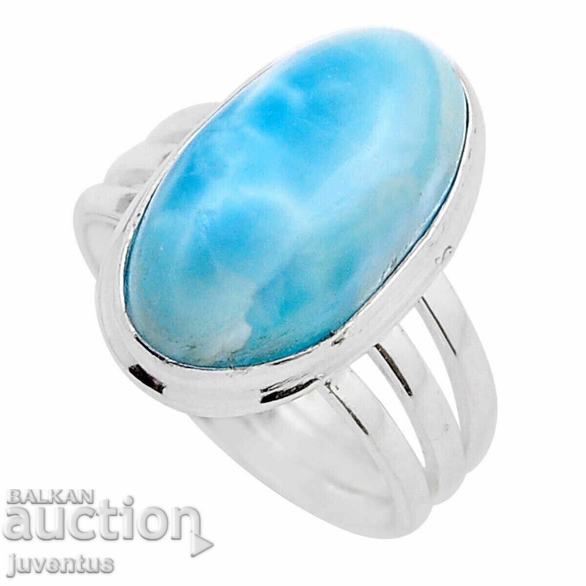 SILVER RING WITH LARIMAR (DOMINICAN REPUBLIC)