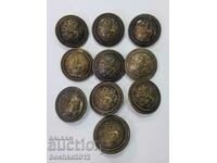 10 бр. царски офицерски военни копчета цар Борис III